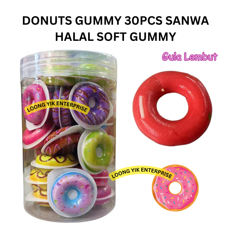 DONUTS GUMMY 30PCS SANWA HALAL SOFT GUMMY CANDY