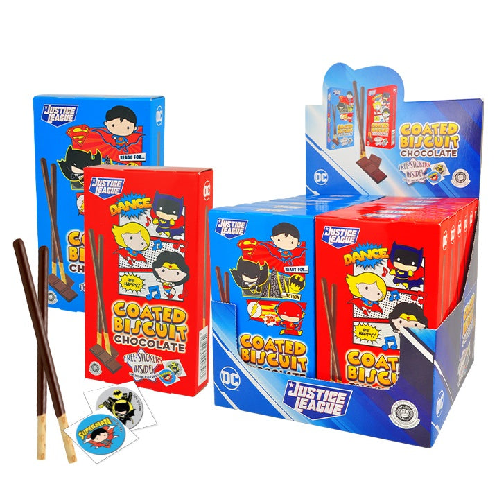 YLF COATED BISCUIT STICKS  DISNEY DC 32G X 12PCS (TRANSFORMERS, MY LITTLE PONY, LOONEY TUNES, JUSTICE LEAGUE)