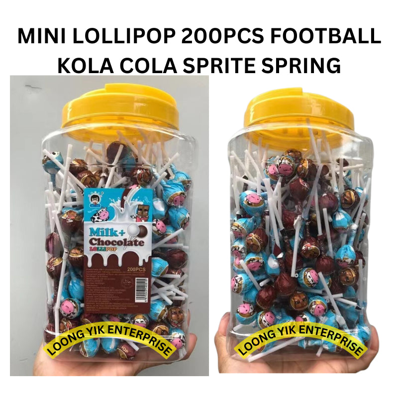 *Ready Stock* Hepin 200Pcs Lollipop Mini Lollipop Mixed Fruit Flavor (±3g x 200Pcs) FOOTBALL KOLA CO