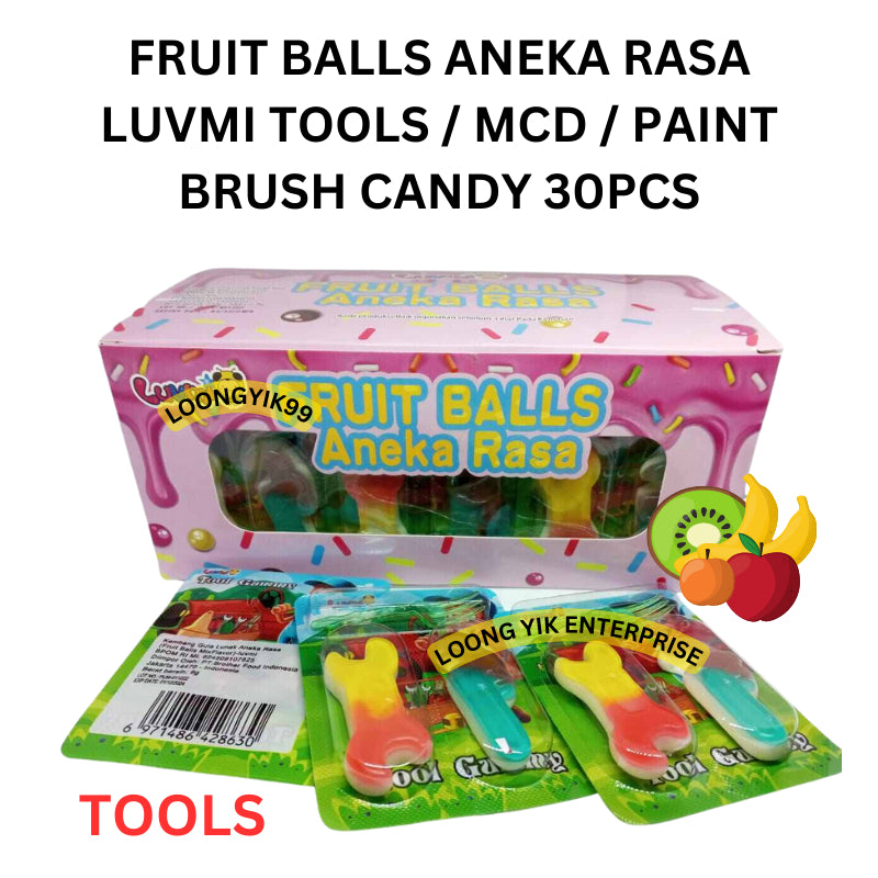 FRUIT BALLS ANEKA RASA LUVMI TOOLS / MCD / PAINT BRUSH CANDY 30PCS