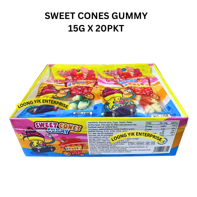 SWEET CONES GUMMY 15G X 20PKT HALAL