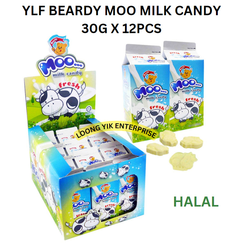 YLF BEARDY MOO MILK TABLET 30G X 12PCS CHOCOLATE CANDY (HALAL)