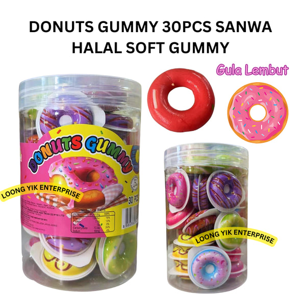 DONUTS GUMMY 30PCS SANWA HALAL SOFT GUMMY CANDY