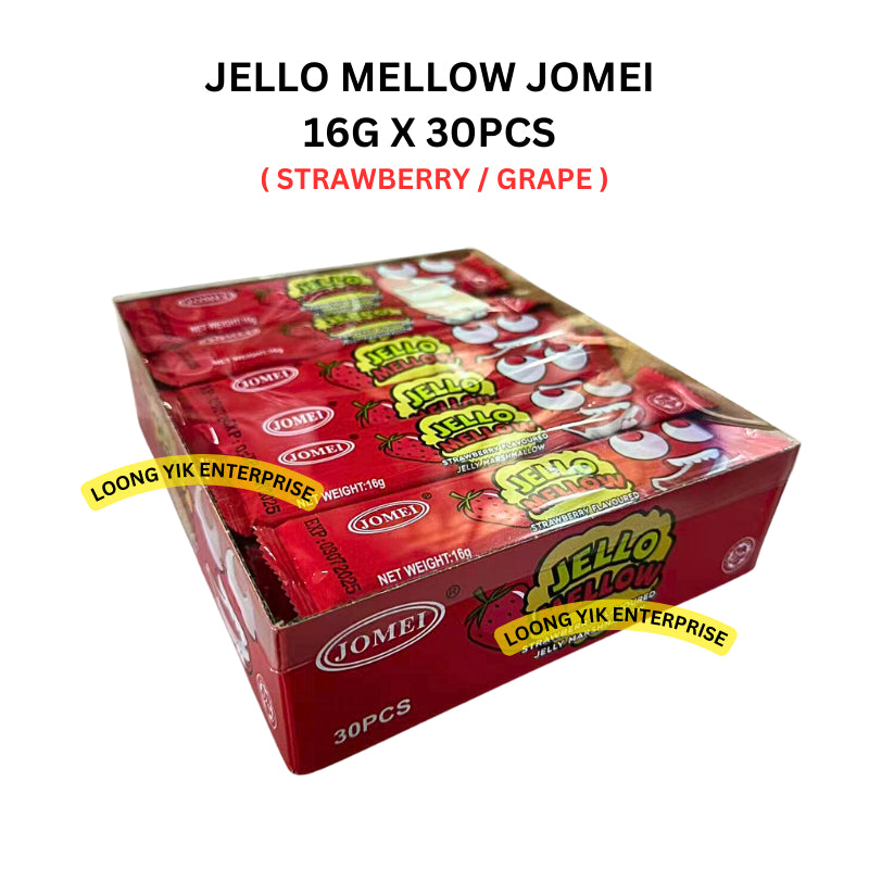 JELLO MELLOW JOMEI 16G X 30PCS ( STRAWBERRY / GRAPE ) HALAL