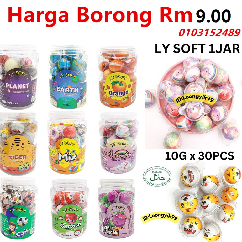 1BALANG LY / DEER DADA / SANWA 30PCS SOFT CANDY  (HARGA BORONG) FILLED JAM HALAL