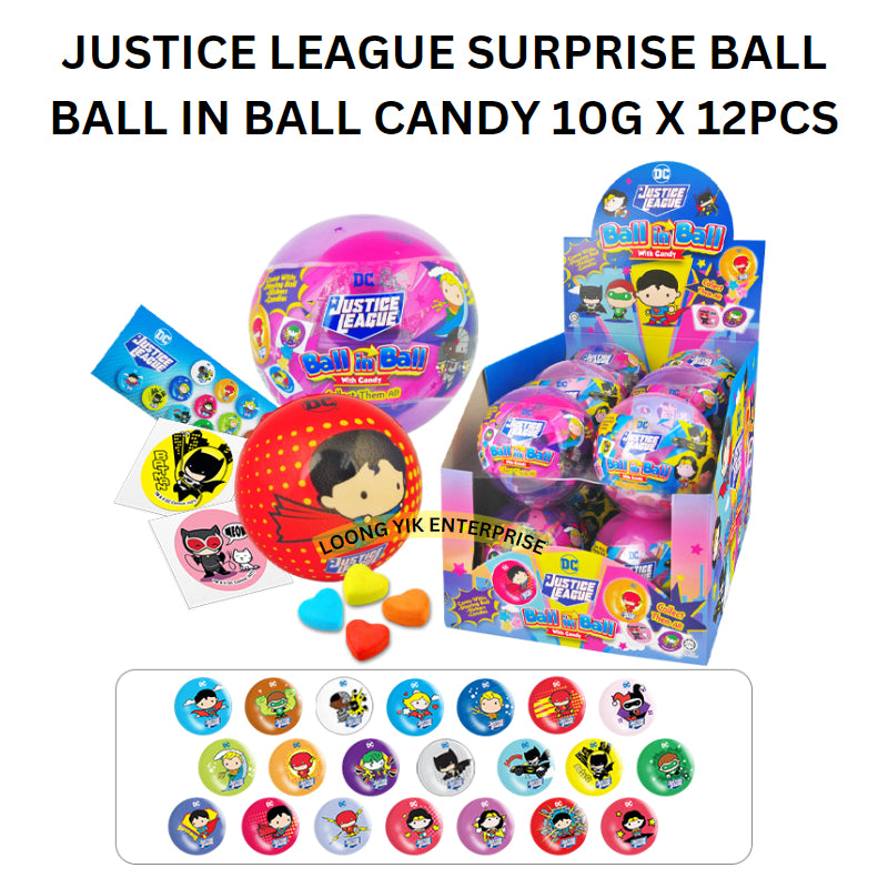 YLF BALL IN BALL CANDY 10G X 12PCS SURPRISE EGG DISNEY DC ( JUSTICE LEAGUE / MARVEL / MICKEY MOUSE / PRINCESS ) HALAL