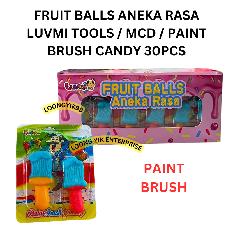 FRUIT BALLS ANEKA RASA LUVMI TOOLS / MCD / PAINT BRUSH CANDY 30PCS