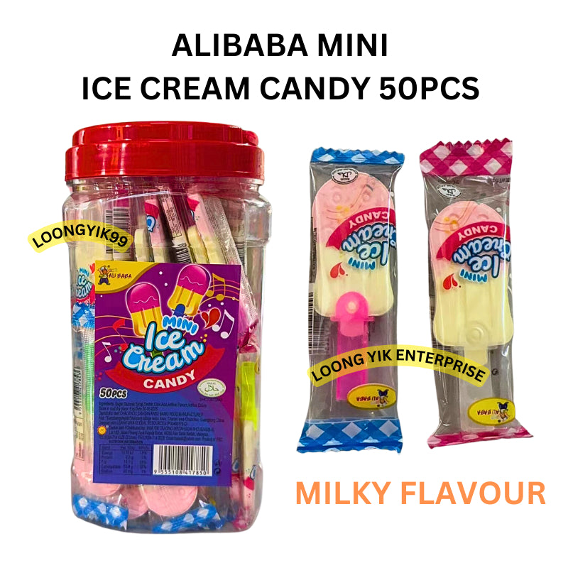 ALIBABA MINI ICE CREAM CANDY 50PCS MILKY FLAVOUR HALAL