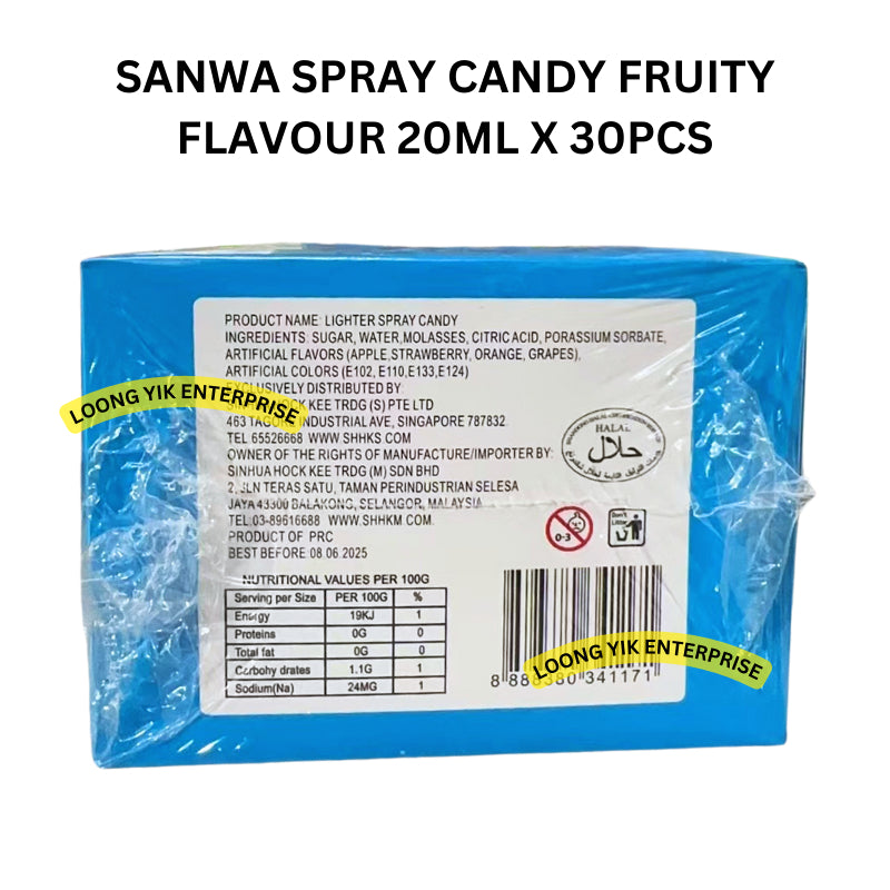 SANWA SPRAY CANDY FRUITY FLAVOUR 20ML X 30PCS HALAL