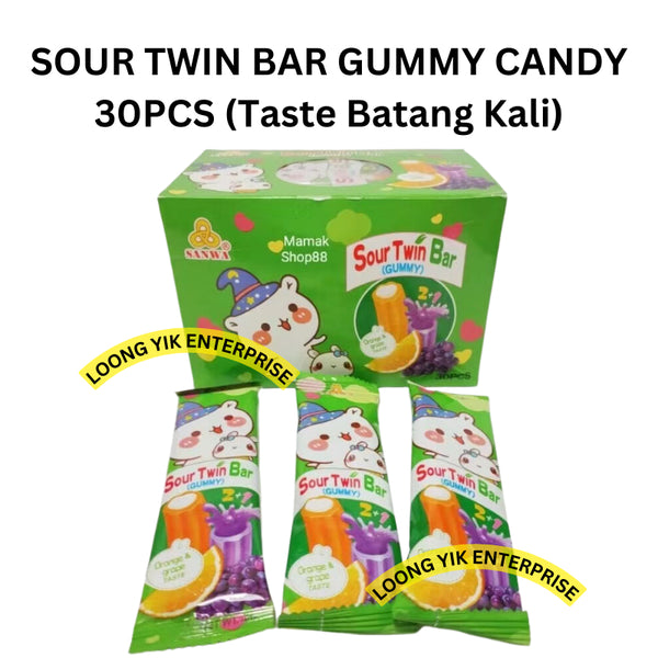 SOUR TWIN BAR GUMMY CANDY 30PCS Fruity Flavour