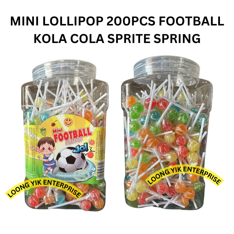 *Ready Stock* Hepin 200Pcs Lollipop Mini Lollipop Mixed Fruit Flavor (±3g x 200Pcs) FOOTBALL KOLA CO