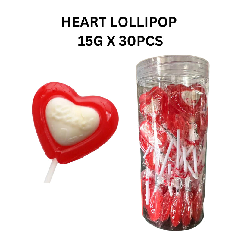 HEART LOLLIPOP 15G X 30PCS LOVE SHAPE HALAL