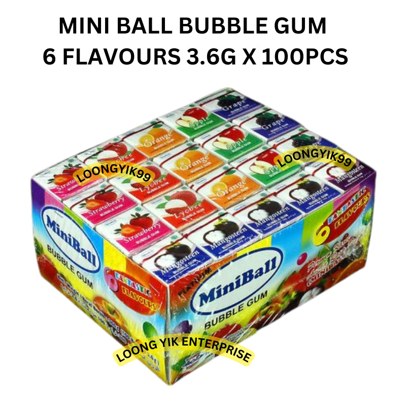 MINI BALL BUBBLE GUM 6FANTASTIC FLAVOURS 3.6G X 100PCS HALAL