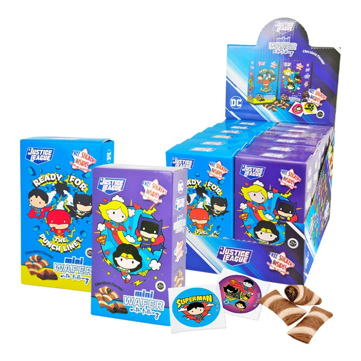 YLF WAFER BITES / MINI WAFER 32G - 35G X 12PCS (JUSTICE LEAGUE, MINIONS DURIAN, MINIONS CHOCOLATE)