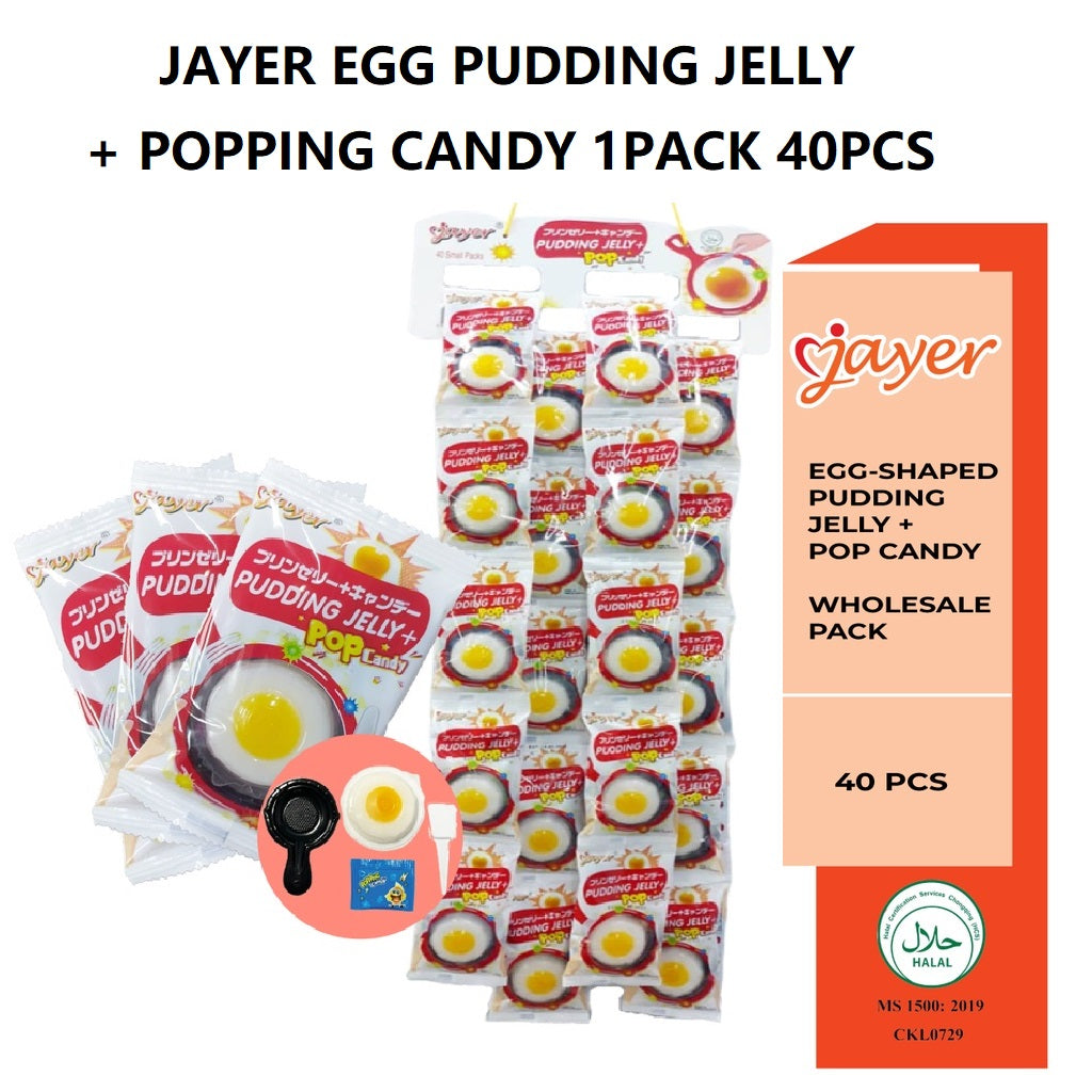 HALAL JAYER Egg Pudding Jelly + Popping Candy (20g*40 Packet) Jajan Viral TT 煎蛋布丁果冻 跳跳糖 [Ready Stock]