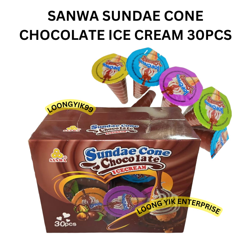 SANWA SUNDAE CONE CHOCOLATE ICE CREAM 30PCS