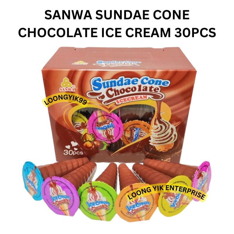 SANWA SUNDAE CONE CHOCOLATE ICE CREAM 30PCS