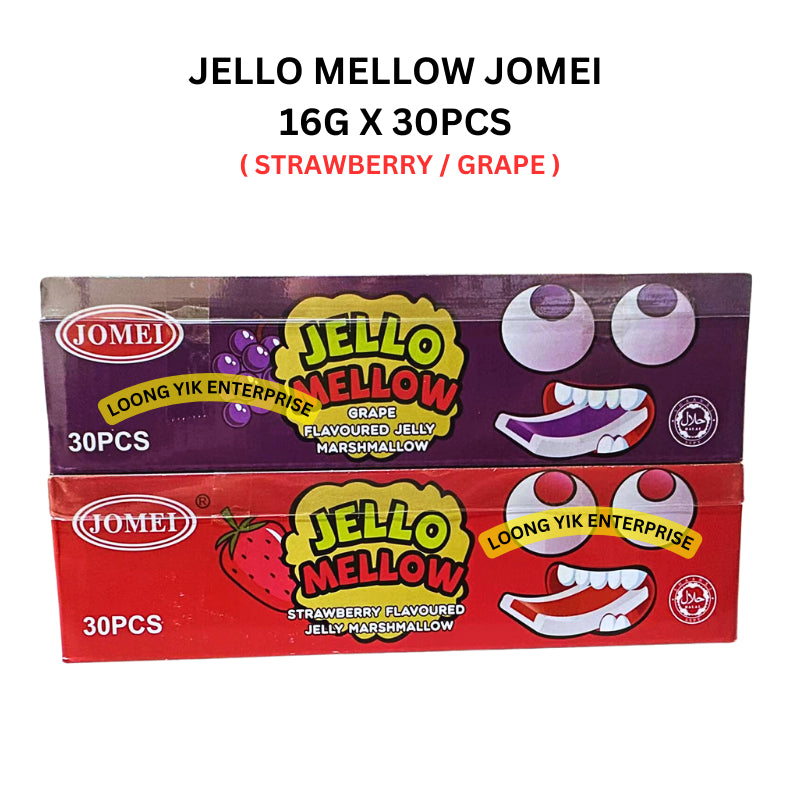 JELLO MELLOW JOMEI 16G X 30PCS ( STRAWBERRY / GRAPE ) HALAL