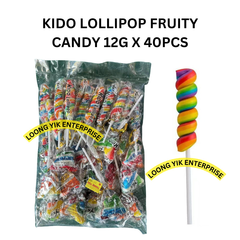 KIDO LOLLIPOP FRUITY CANDY 12G X 40PCS HALAL TWIST & BUTTERFLY