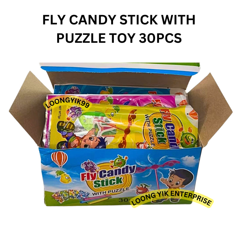 FLY CANDY STICK WITH PUZZLE 30PCS