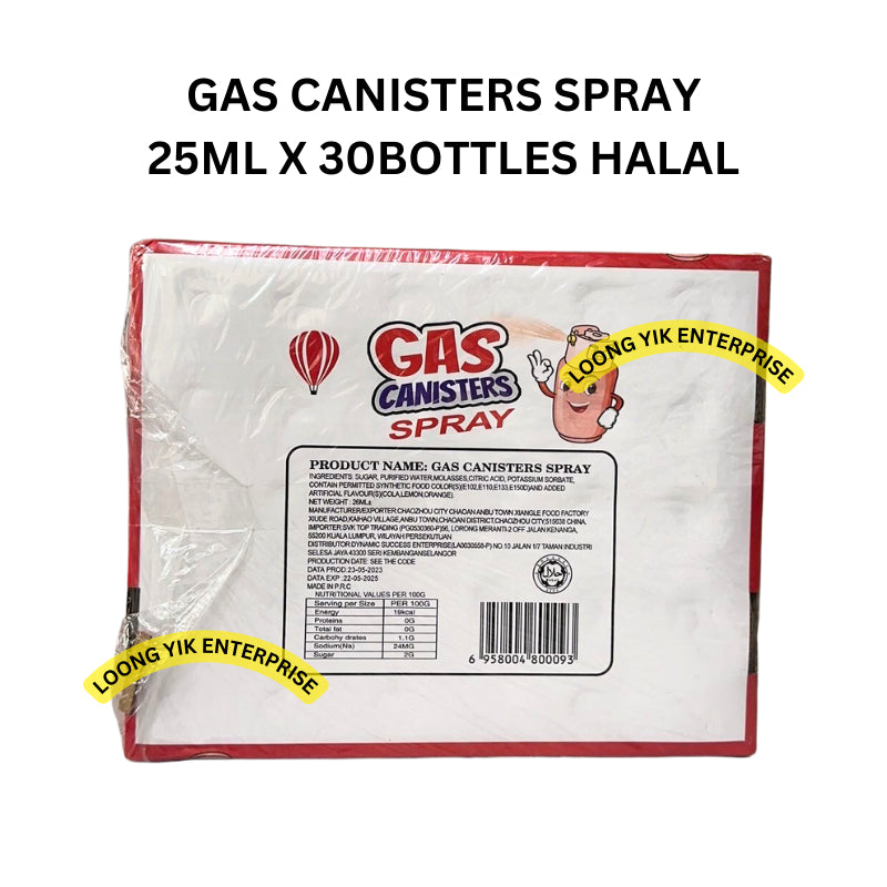 GAS CANISTERS SPRAY CANDY 25ML X 30BOTTLES HALAL