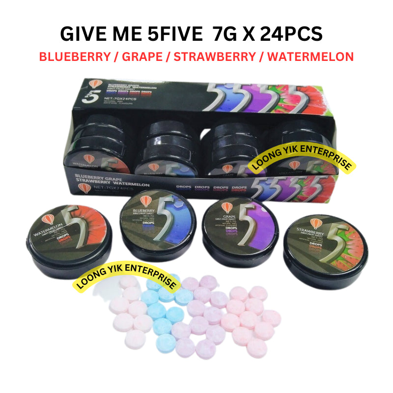 GIVE ME 5FIVE BLUEBERRY GRAPE STRAWBERRY WATERMELON 7G X 24PCS