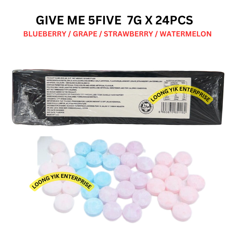 GIVE ME 5FIVE BLUEBERRY GRAPE STRAWBERRY WATERMELON 7G X 24PCS