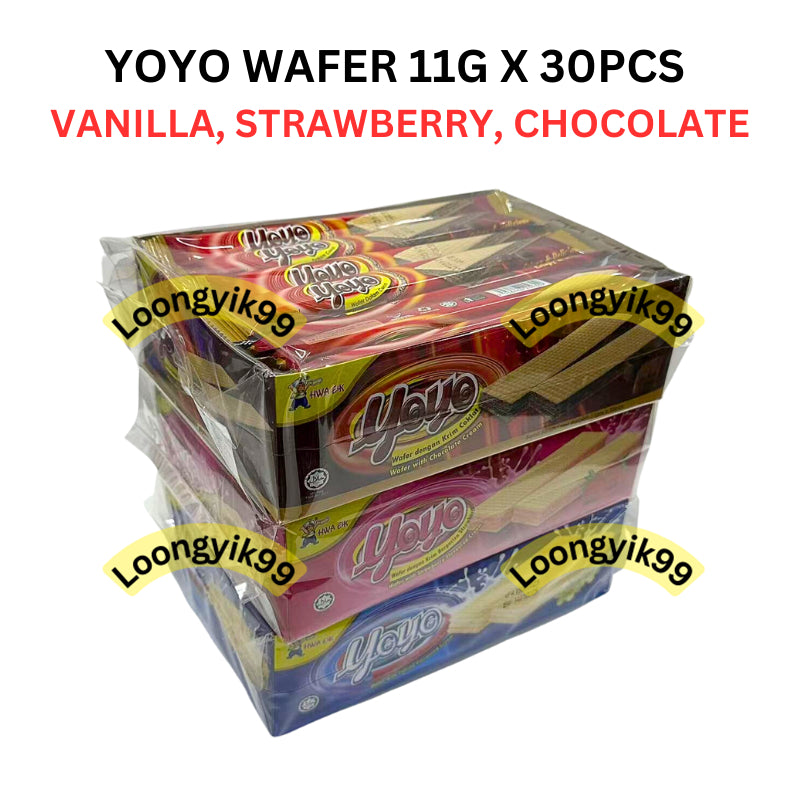 YOYO WAFER 11G X 30PCS (VANILLA, STRAWBERRY, CHOCOLATE) HALAL