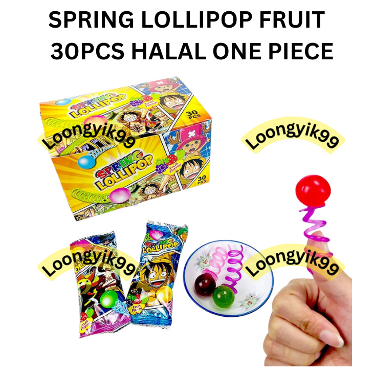 SPRING LOLLIPOP FRUIT FLAVOR 30PCS HALAL ONE PIECE