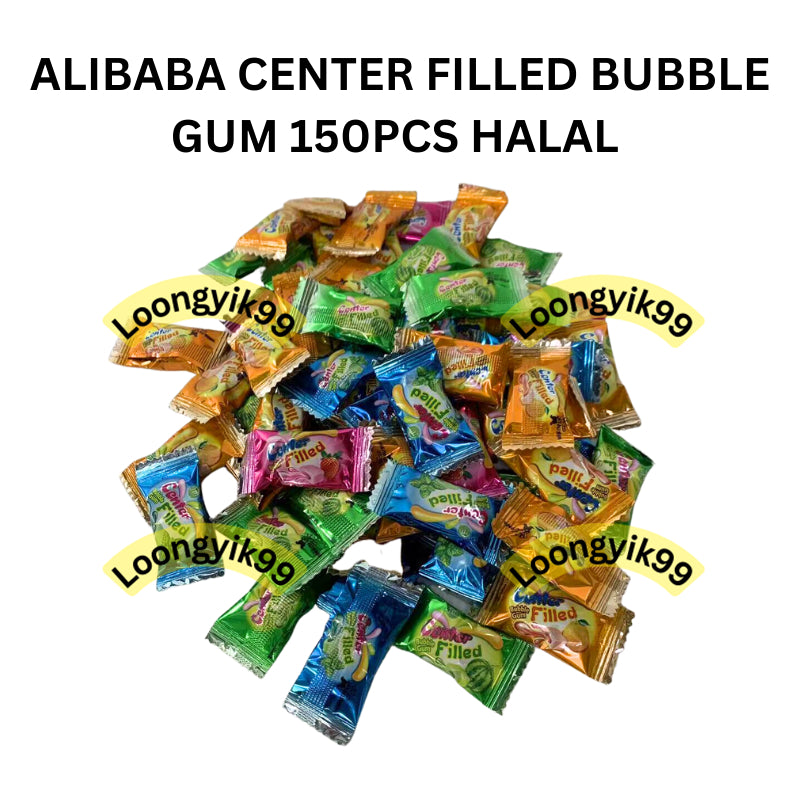 ALIBABA CENTER FILLED BUBBLE GUM 150PCS HALAL FRUITY FLAVOR