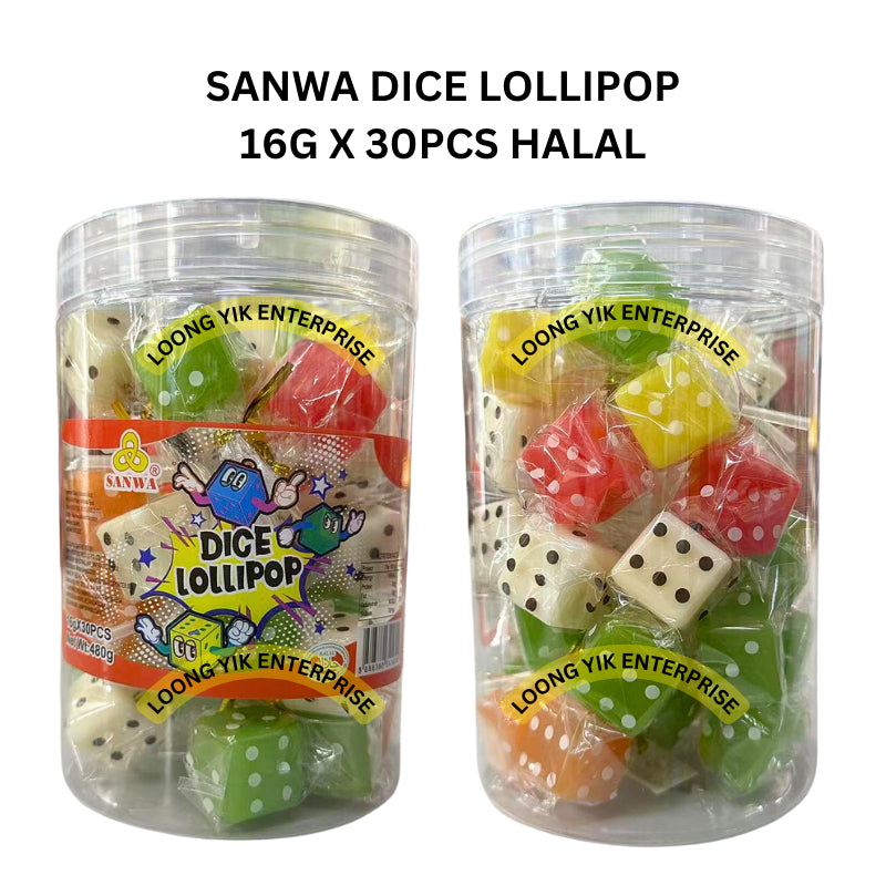 SANWA DICE LOLLIPOP 16G X 30PCS HALAL