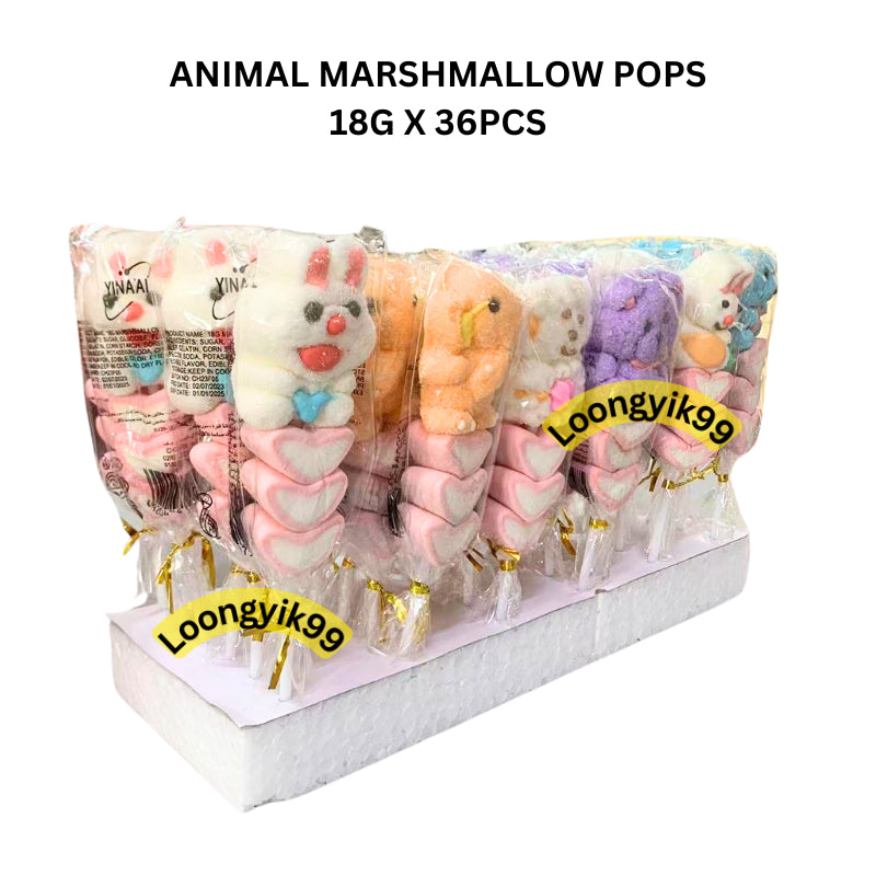 ANIMAL MARSHMALLOW POPS 18G X 36PCS HALAL