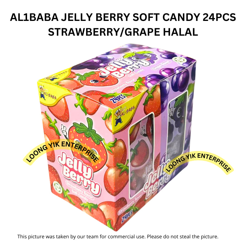 AL1BABA JELLY BERRY SOFT CANDY 24PCS STRAWBERRY/GRAPE HALAL