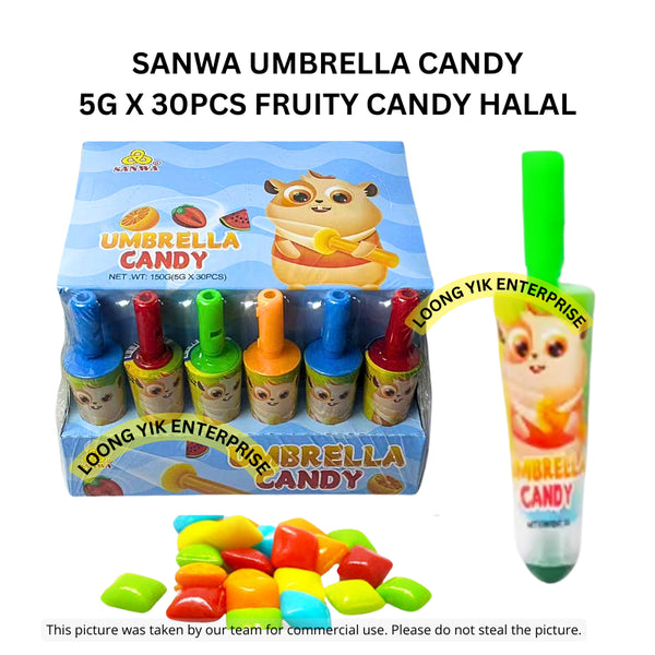 SANWA UMBRELLA CANDY 5G X 30PCS FRUITY CANDY HALAL