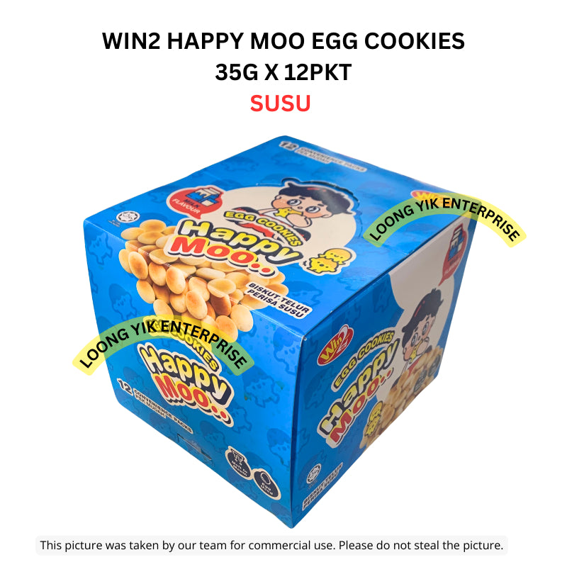 WIN2 HAPPY MOO EGG COOKIES 12PEK ORIGINAL / SUSU 35G X 12PKT