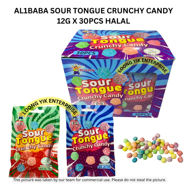 AL1BABA SOUR TONGUE CRUNCHY CANDY 30PCS HALAL