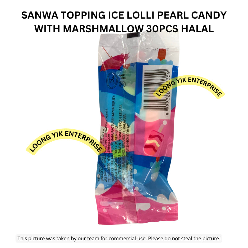 SANWA TOPPING ICE LOLLY PEARL CANDY WITH MARSHMALLOW 30PCS HALAL