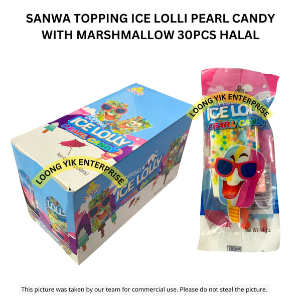 SANWA TOPPING ICE LOLLY PEARL CANDY WITH MARSHMALLOW 30PCS HALAL