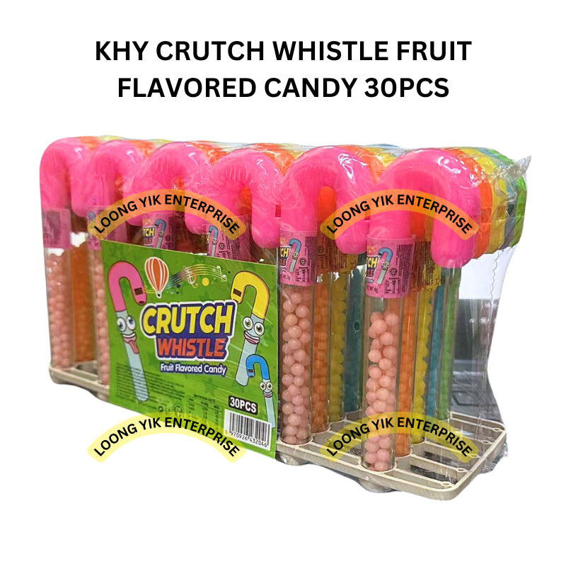 KHY CRUTCH WHISTLE FRUIT FLAVORED CANDY 30PCS HALAL