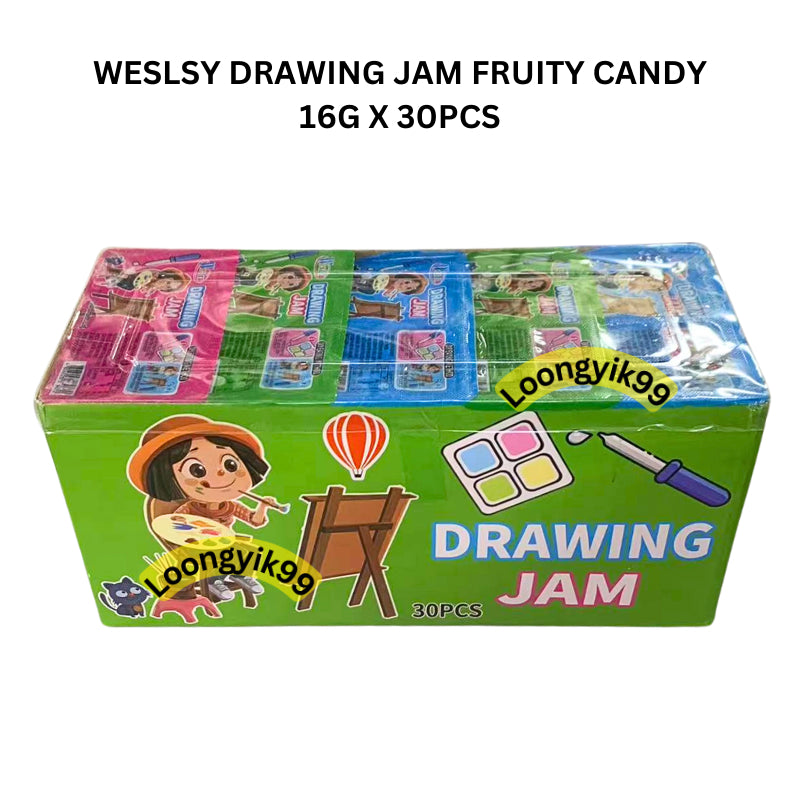 WESLSY DRAWING JAM FRUITY CANDY 16G X 30PCS HALAL