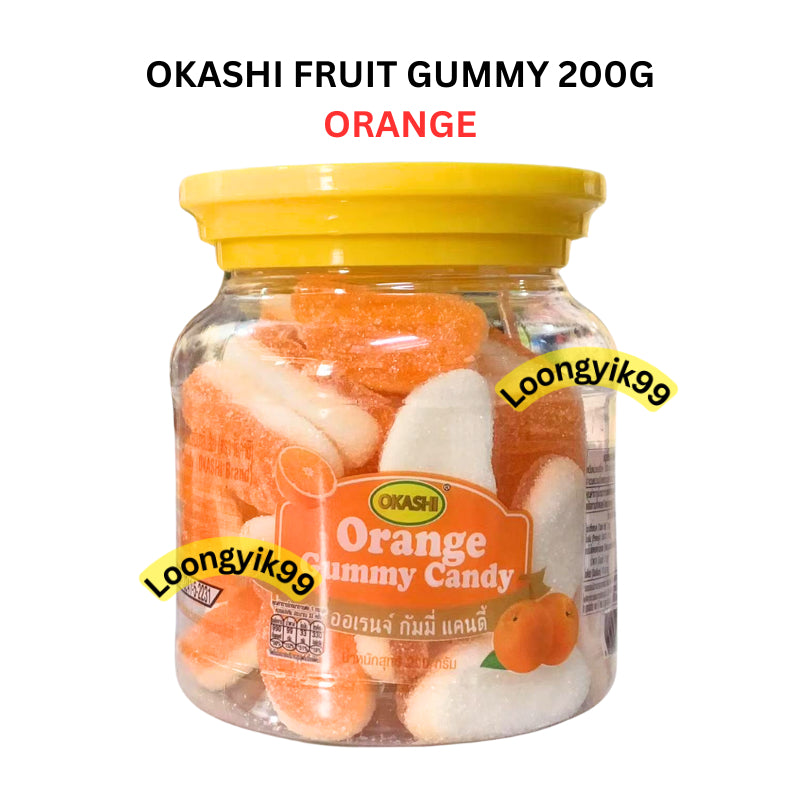 OKASHI FRUIT GUMMY 200G PEACH GRAPE ORANGE STRAWBERRY HALAL