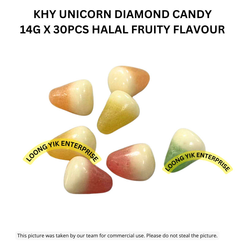 KHY UNICORN DIAMOND CANDY 14G X 30PCS HALAL FRUITY FLAVOUR