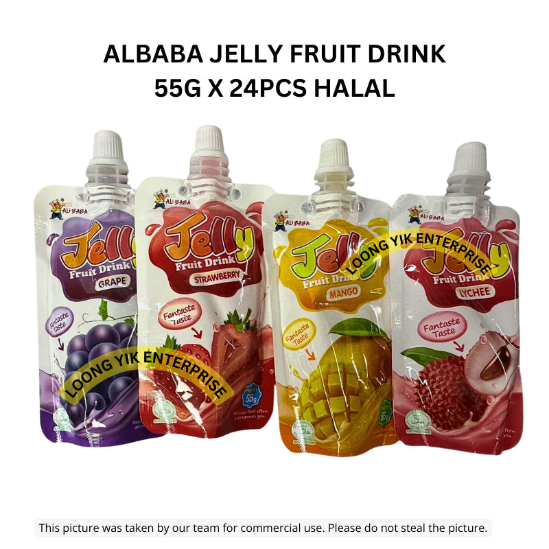 ALBABA JELLY FRUIT DRINK 55G X 24PCS HALAL