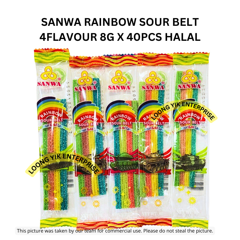 SANWA RAINBOW SOUR BELT 4FLAVOUR 8G X 40PCS HALAL