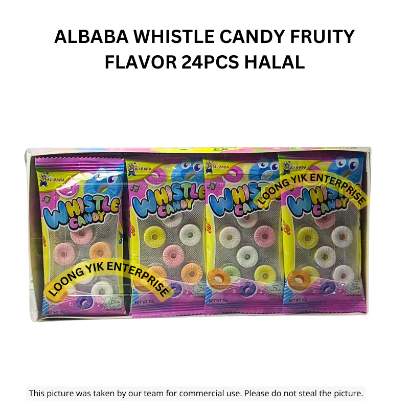 ALBABA WHISTLE CANDY FRUITY FLAVOR 24PCS HALAL