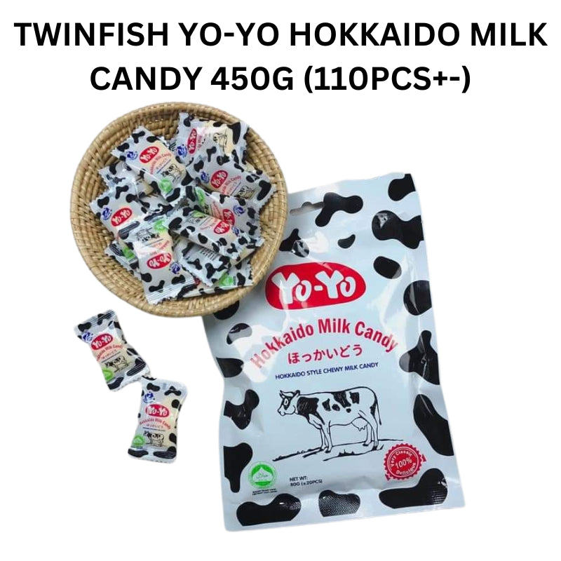 *Halal* 450G TWINFISH YO-YO HOKKAIDO MILK CANDY (110PCS+-)