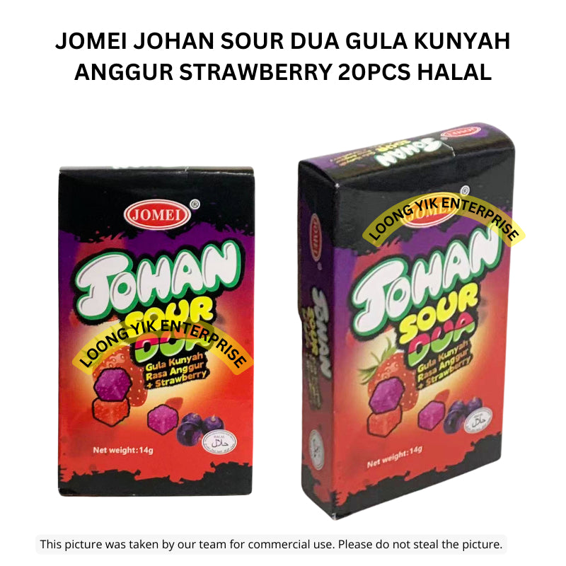 JOMEI JOHAN SOUR DUA GULA KUNYAH ANGGUR STRAWBERRY 20PCS HALAL