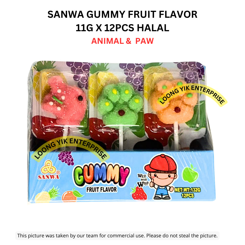 SANWA GUMMY FRUIT FLAVOR 11G X 12PCS HALAL ICE CREAM, BUAH-BUAHAN, ANIMAL & PAW, WINDMILL