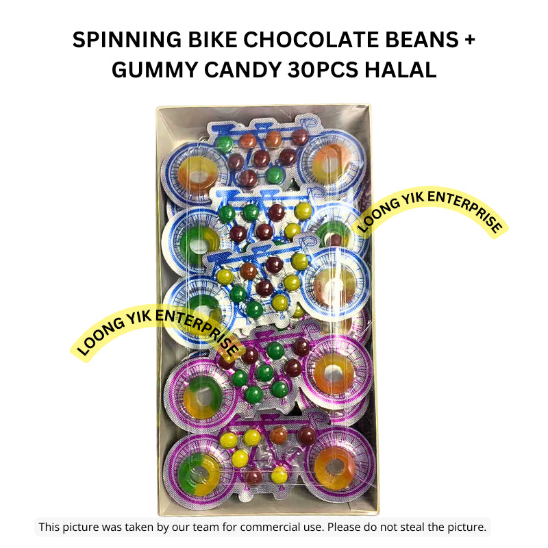 SPINNING BIKE CHOCOLATE BEANS + GUMMY CANDY 30PCS HALAL