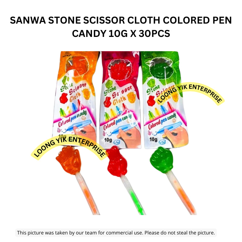 SANWA STONE SCISSOR CLOTH COLORED PEN CANDY 10G X 30PCS